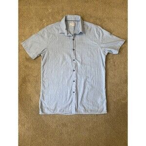 Day & Age Cotton Blue Shirt Sleeve Button Up Coastal Casual Men’s L